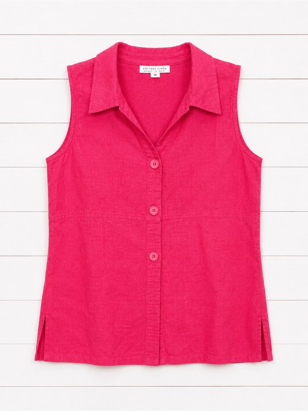 Kathie Lee Sleeveless Button-Front Hot Pink Womens Top -M - Picture 3 of 8